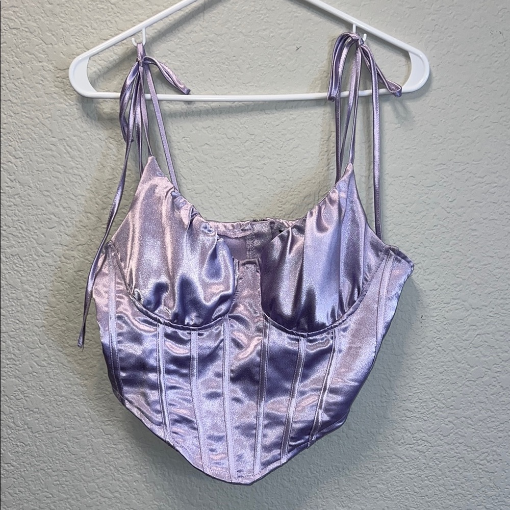 Elegant Lavender Satin Corset Top